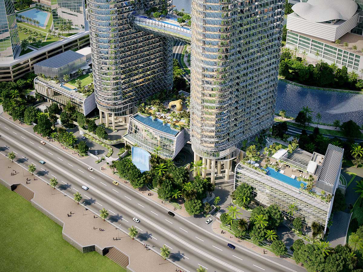 The exterior view of Sapphire towers
