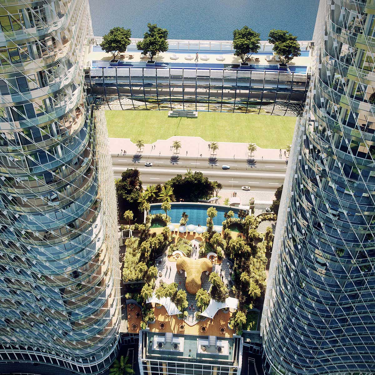 The modern exterior of the Sapphire Residence towers