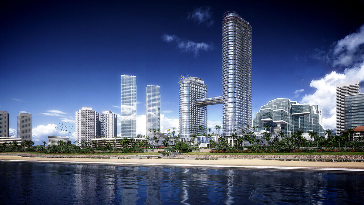 The exterior view of Sapphire towers from afar