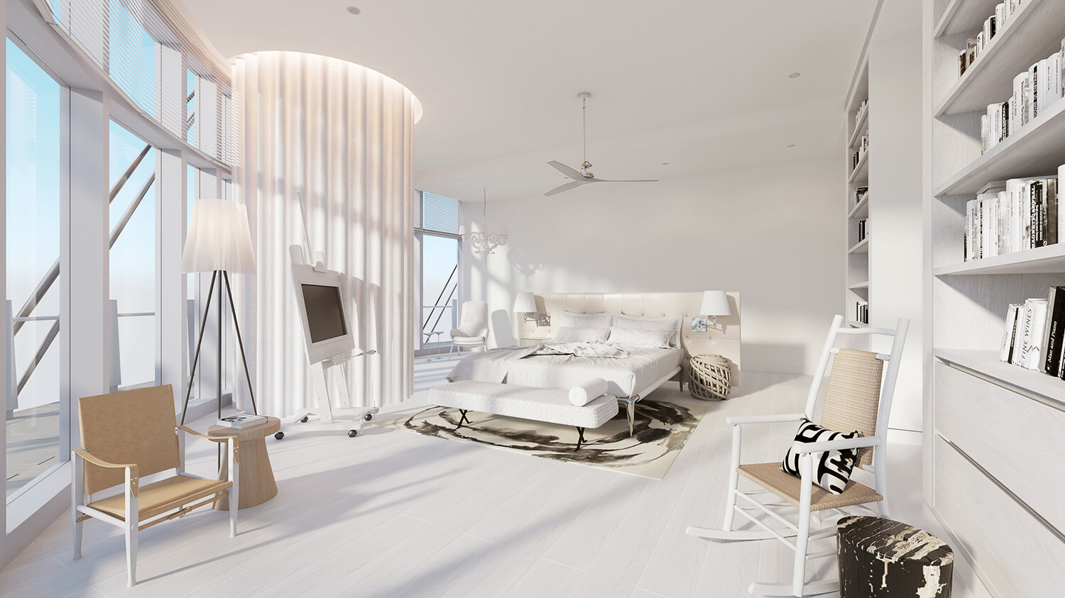 A bedroom of a luxury apartment in Sri Lanka