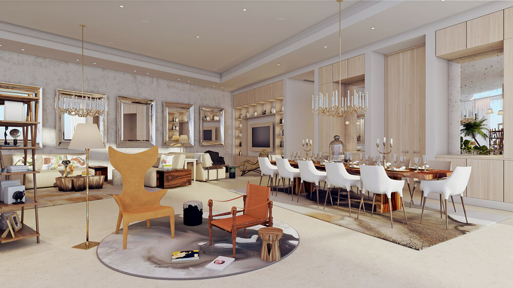The designer interior of a luxury apartment