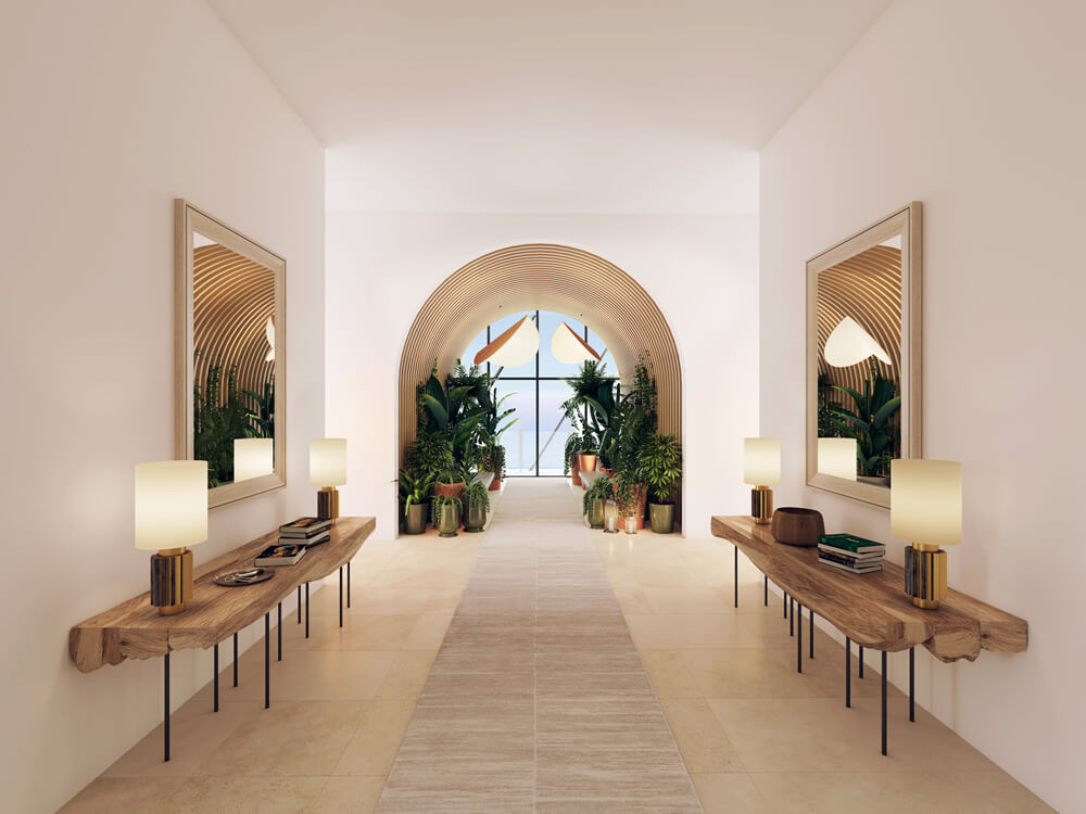 A modern apartment hallway