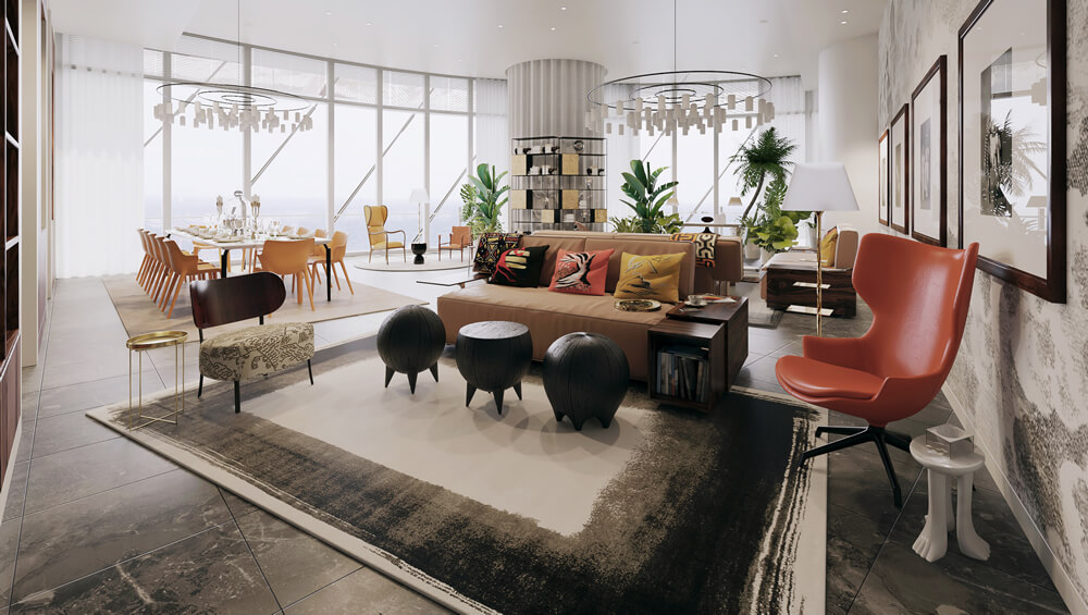 The interior of the Sapphire Residences reception