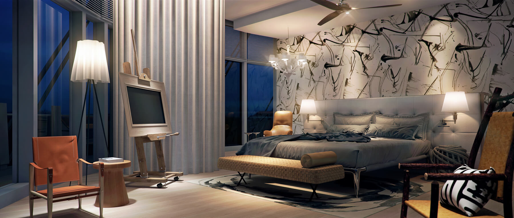 Image of designer bedroom in luxury homes in Sri Lanka